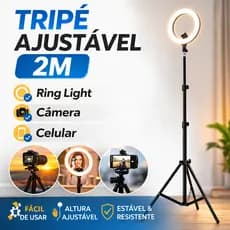 Tripé Ajustável 2m para Iluminação Estúdio Ring Light Câmera Celular Projetor