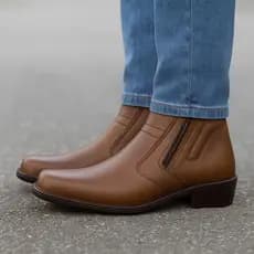 Bota Social Masculina Solado Emborrachado Zíper Lateral Conforto Extremo Ideal para Trabalho e Eventos