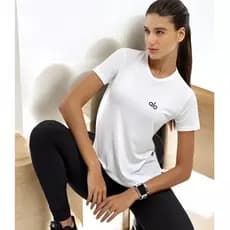 Camiseta Dry Fit Feminina Yoga Poliester Tecido Fitness Secagem Rápida Envio Imediato