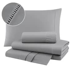 Kit Jogo de Lençol 400 Fios Micropercal Ponto Palito Cama Casal Queen Solteiro King Extra Macio