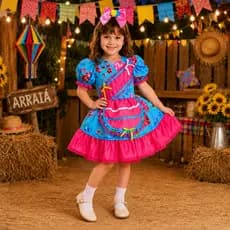 VESTIDO INFANTIL FESTA JUNINA CAIPIRA VESTE DE 1 A 5 ANOS