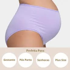 Kit Calcinha Cintura Alta Gestante e Pós-Parto Segura Barriga Hot Pants Pluz Size Veste 38 a 52