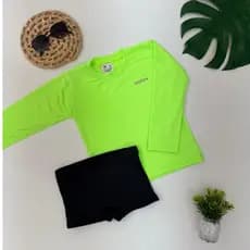 Conjunto Infantil Praia - blusa proteção uv fator solar tam 2 ao 8