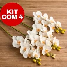 KIT 4 Orquídeas Artificiais Com Um Toque Real em Silicone, Flor Para Decoração de Jardins, Escritórios, Salas e Lavabo.