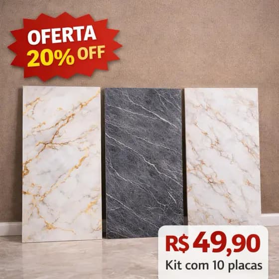 Kit 10 Placas Adesivas Decorativas Mármore | Cozinha, Banheiro e Quarto, Sala. Mais Vendido.