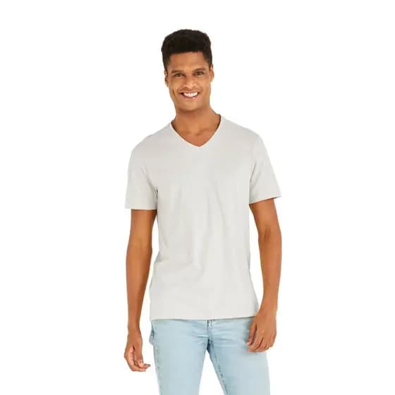 CAMISETA MASCULINA 100% ALGODÃO MANGA CURTA GOLA V KB211