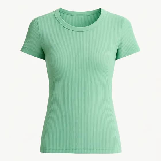 Blusa Feminina Canelada manga curta gola redonda KB361
