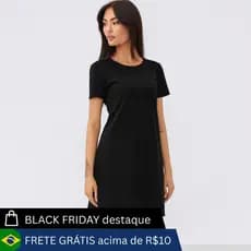 Vestido Malha 100% algodão manga curta Liso Soltinho KB325-C1