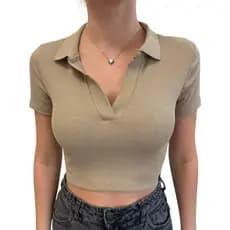 Cropped gola polo em Ribana Liso KO3501-C1