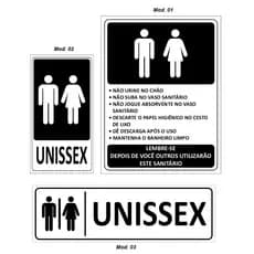 Placa Sinalização Regras de Uso Banheiro Unissex - Para Porta e Parede - Com Fita Dupla Face