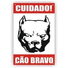 Placa de Advertência Cuidado Cão Bravo Pitbull