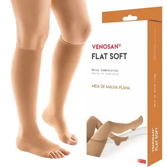 Meia de Compressão Venosan Flat Soft 20-30 mmHg 3/4 para Varizes e Edema Bege