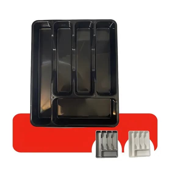 Porta Talheres Organizador com 5 Divisórias Resistente Preto, Branco ou Cinza
