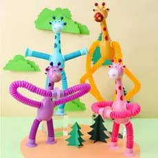 1/2/4 Girafas Estica E Gruda Na Parede Brinquedo Pop It Infantil Resistente Girafa Várias Cores