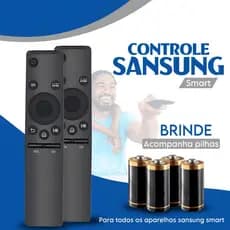 Kit 2 Controle Remoto Compatível Com Samsung Smart TV + 2 Pilhas