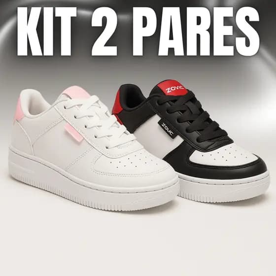 Kit 2 Pares Tênis Feminino Casual Blogueira Leve Confortável Para Uso Diário