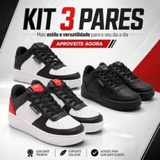 Compre 3 Tênis Masculino Estilosos e Confortáveis com Garantia de Qualidade e Envio Imediato