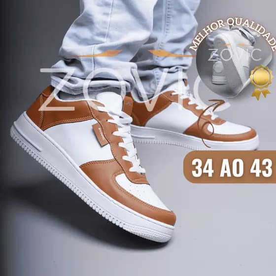 Tênis Masculino Confortável Branco Lançamento 34 a 43 Estilo Casual
