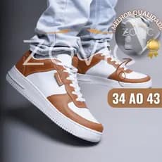 Tênis Masculino Confortável Branco Lançamento 34 a 43 Estilo Casual