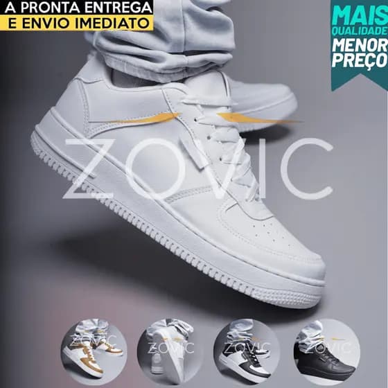 Tênis Masculino Branco Street 34 a 43 Modelo Lançamento Couro Confortável