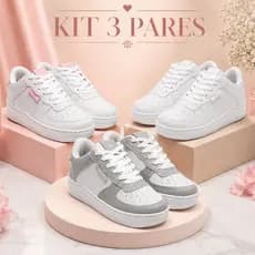3 Pares Tênis Feminino Macio Ultraleve Street Style Para Visuais Casuais e Modernos