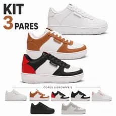 Kit 3 Pares Tênis Masculino Bonitos Confortáveis e Duráveis Perfeitos para o Dia a Dia Oferta Única