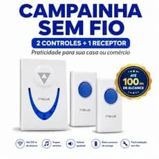 Campainha Residencial Sem Fio 2 Interruptores It Blue Branco