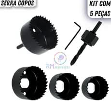 Jogo De Serra Copo 5 peças P/ Madeira Pvc Gesso C/suporte Drywall marceneiro
