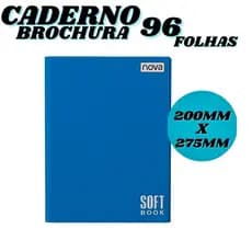 Caderno Brochura Azul 96 Folhas 200mm x 275mm  Pautado Universitário Soft Book