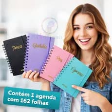 Mini Agenda 162 Folhas 18CM Anual Espiral Pequena Comercial  Força, Gratidão, Esperança & Paz