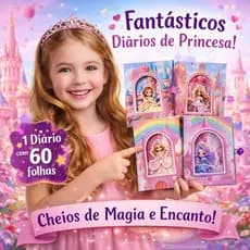 Diário 60 folhas 21cm 3D Caixinha Secreta Princesas Com Cadeado e Chave Decorado
