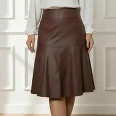 Saia Midi Feminina Evase Godê couro Cintura com Revel zíper lateral Moda Evangélica M G GG PROMOÇÃO