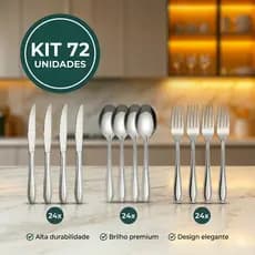 Conjunto De Talheres Prata Aço Inox Para Cozinha Restaurantes Jogo Garfos Facas e Colheres