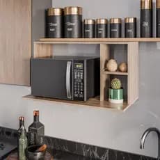 Suporte de Micro-ondas e Forno Elétrico com Nicho – Armário Multiuso de Cozinha
