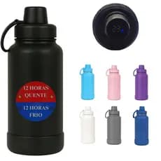 Garrafa De Água Térmica Academia Inox Temperatura Digital Led Com Alça 1000ml