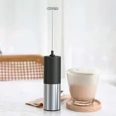 Mixer Mini Misturador Batedor Bebidas A Pilha Portátil Inox