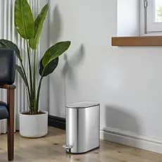 Lixeira Inox 5 Litros Cozinha Banheiro Com Pedal Amortecedor