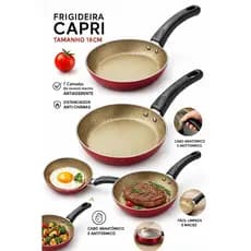 Frigideira Antiaderente Capri 18cm – 7 Camadas, Cabo Anatômico e Seguro, Cozinha Prática