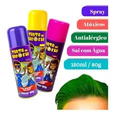 Tinta Spray Temporária para Cabelo e Barba 150ml – Colorida, Carnaval, Festas e Halloween