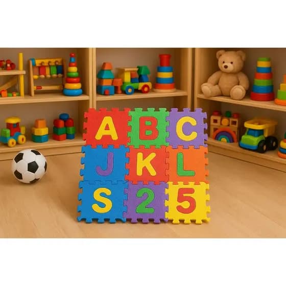 Mini Tapete EVA Infantil Alfabeto e Números – Brinquedo Educativo Colorido