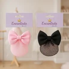 Presilha com Laço e Redinha Embutida / Ballet Bale Dança Jazz – Poliamida de Alta Qualidade Preta e Rosa Bebê