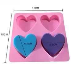 Molde de Silicone Artesanal em Forma de Coração com 4 Furos, Molde de Silicone 3D para Artesanato, Molde para Velas
