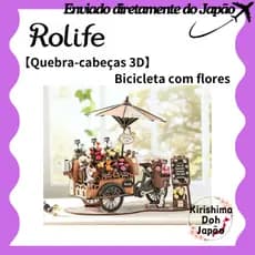 Quebra-cabeças 3D Rolife: Bicicleta com Flores em Madeira – Quebra-cabeças de madeira, ideal para principiantes, kit de montagem, faça você mesmo, artesanato, modelo, decoração de interiores, ambiente, hall de entrada, sala de estar, flores, gatos[Enviado diretamente do Japão]