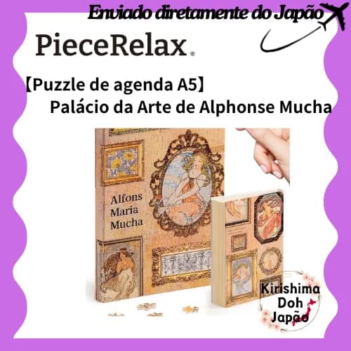 PieceRelax Quebra-cabeças em formato de agenda A5 com caderno incluído [Alphonse Mucha – O Palácio da Arte] Quebra-cabeças de plástico, capa para caderno, elegante, presente[Enviado diretamente do Japão]