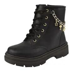 Bota coturno Infantil Feminino blogueirinha Confortável Leve Estilo Casual+ Chaveiro