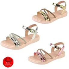 Sandália Infantil Menina Gliter Brilho Strass Tratorada Feminina Delicada Leve