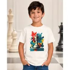 Camiseta Infantil Jogo Xadrez 100% em Algodão