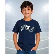 Camiseta Infantil Bola de Futebol Chuteira 100% Algodão