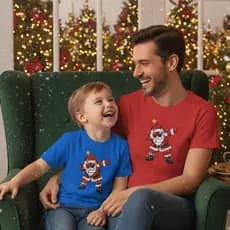 Camiseta Infantil Papai Noel Tema de Natal Unissex Blusa 100% Algodão Adulto Camisa Estampada Qualidade Promoção