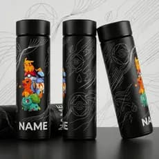Garrafa Térmica Pokémon Personalizada Com Nome - Gravação Laser - 360° - 500ml - Inox Inteligente Termômetro Digital